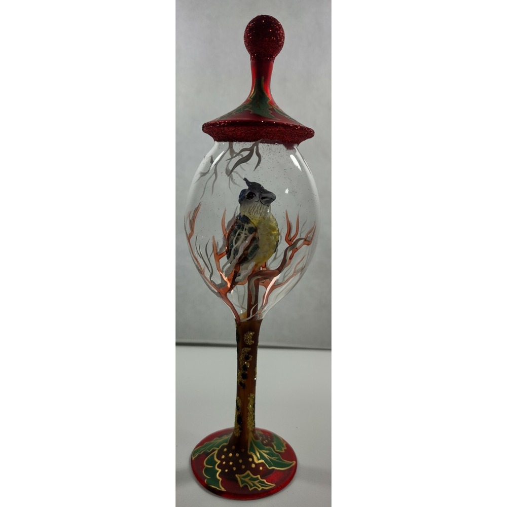 Hand Made/Painted Glass Tabletop Ornament "Red Christmas Dove" - Made in Poland - Picture 4 of 5